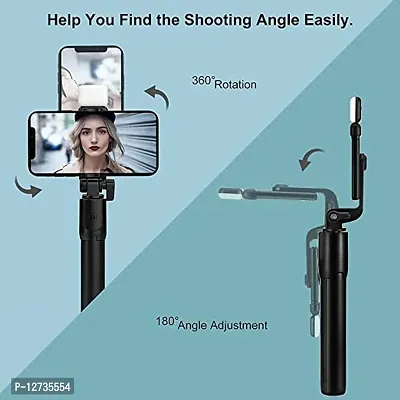 Axxe R1S 3 in.1.Selfie Stick 360 Degree Mini Selfie Stick with LED Fill Light and Bluetooth Remote Control Bluetooth Selfie Stick (Black,-thumb4