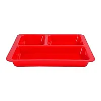 Lifeplast Anti-Damage Microwave Safe Pav Bhaji Plates Small -Set of 3 (Red)-thumb2