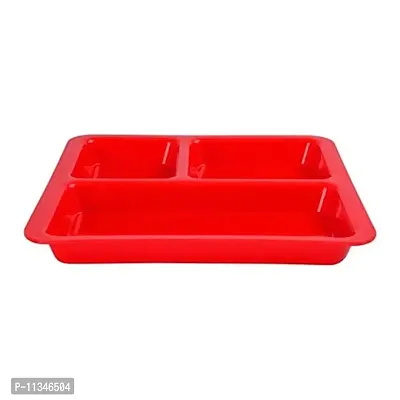 Lifeplast Anti-Damage Microwave Safe Pav Bhaji Plates Small -Set of 3 (Red)-thumb3