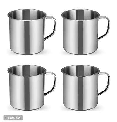 Radhy Selling Stainless Steel Single Wall_Big Size Coffee Mug and Tea Mug / Milk Mug 280ml (Pack of 4p)-thumb0