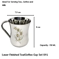 Radhy Selling Stainless Steel Mirror Finishing Tea/Coffee Cup, Payali Set, Useful, Mini Cups Chai ka Cup Set of 6-thumb2