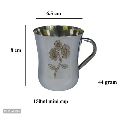 Radhy Selling Stainless Steel Laser Printed Tea/Coffee Cup, Payali Set, Useful, Mini Cups Chai ka Cup (Set of 6)?for Best Uses in Home Kitchen, Hotel & Restaurant-thumb2