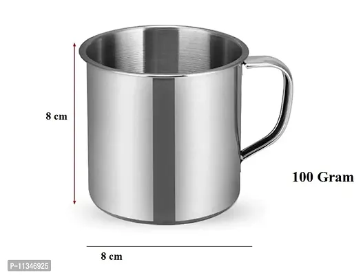 Radhy Selling Stainless Steel Single Wall_Big Size Coffee Mug and Tea Mug / Milk Mug 280ml (Pack of 4p)-thumb2