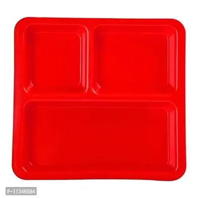 Lifeplast Anti-Damage Microwave Safe Pav Bhaji Plates Small -Set of 3 (Red)-thumb0