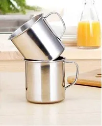 Radhy Selling Stainless Steel Single Wall_Big Size Coffee Mug and Tea Mug / Milk Mug 280ml (Pack of 4p)-thumb4