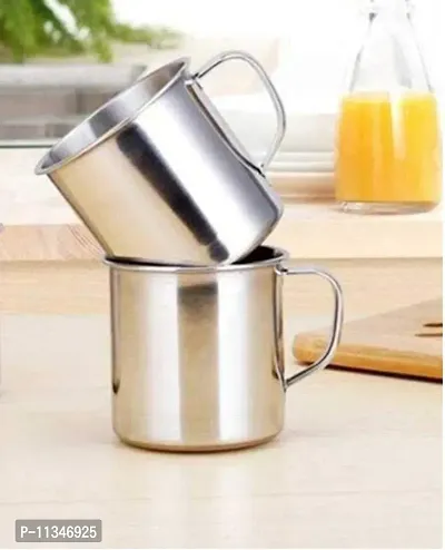 Radhy Selling Stainless Steel Single Wall_Big Size Coffee Mug and Tea Mug / Milk Mug 280ml (Pack of 4p)-thumb5