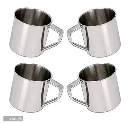 Radhy Selling Stainless Steel Single Wall_Big Size Coffee Mug and Tea Mug / Milk Mug 280ml (Pack of 4p)-thumb3