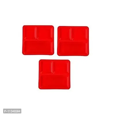 Lifeplast Anti-Damage Microwave Safe Pav Bhaji Plates Small -Set of 3 (Red)-thumb4