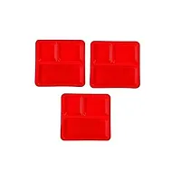 Lifeplast Anti-Damage Microwave Safe Pav Bhaji Plates Small -Set of 3 (Red)-thumb1