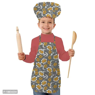 Oasis Home Collection Cotton Printed Pack of 1 Unisex Kids Apron & Chef Cap - Apron 1 + Chef Cap 1-thumb2