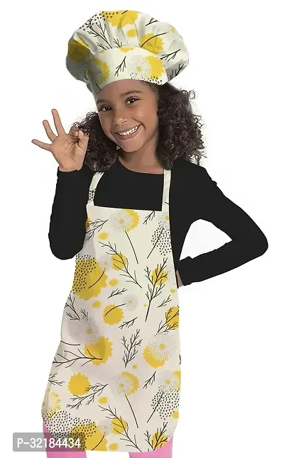 Stylish Cotton Printed Unisex Kids Apron with Chef Cap-thumb0