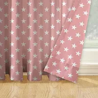 Oasis Home Collection Cotton Printed Window Eyelet Curtain (Pink Small Star, 4.5 X 5 ft)-thumb1