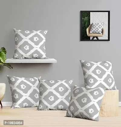 Oasis Home Collection Cotton Printed Cushion Cover (40X40 cm) - Pack of 5 (Grey)-thumb0