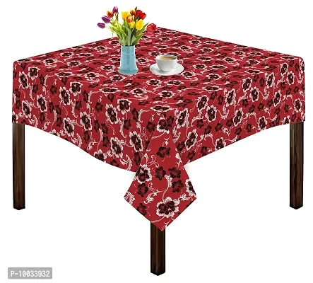 Oasis Home Collection Cotton Print Table Cloth - Red Hibiscus - 2 Seater ( Pack of 1)-thumb0