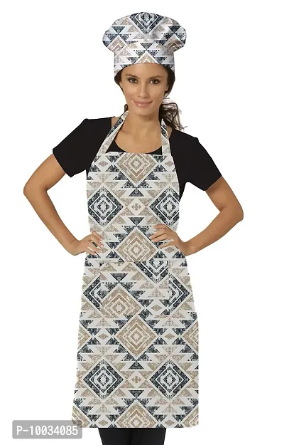 Oasis Home Collection cotton Printed Kitchen Apron with Chef Cap-thumb0