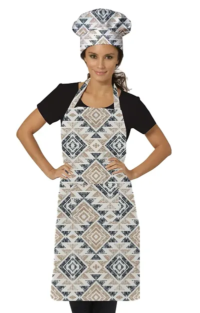 Oasis Home Collection cotton Printed Kitchen Apron with Chef Cap