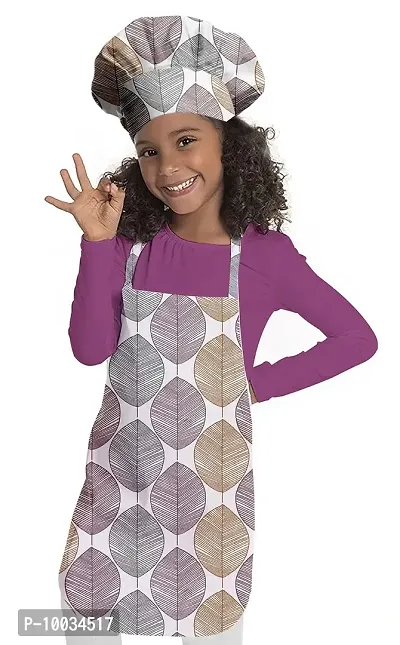 Oasis Home Collection Cotton Printed Unisex Kids Apron & Chef Cap - Pack of 1 (Combo 9)