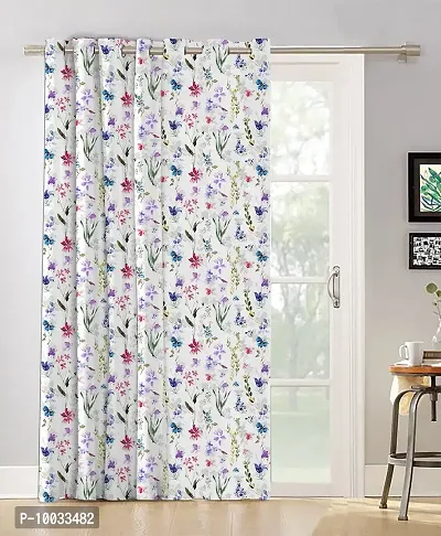 Oasis Home Collection Cotton Floral Grommet Door Curtains With Tie Back, 4.5 X 9 Feet, Multicolour, Pack of 1, Grommets