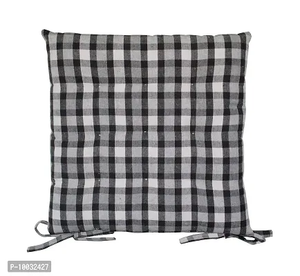 Oasis Home Collection Cotton YD Chair Cushion - Grey Check-thumb0