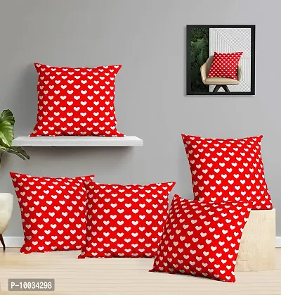 Oasis Home Collection Cotton Printed Cushion Cover(40X40 cm) - Pack of 5 (RED)-thumb0