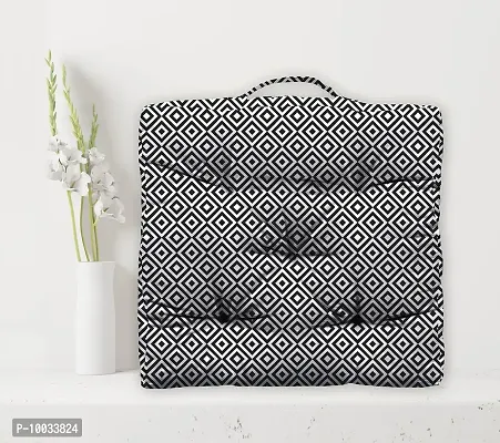 Oasis Home Collection Cotton Shell with Natural Cotton Printed Floor Cushion - Print Black Diamond