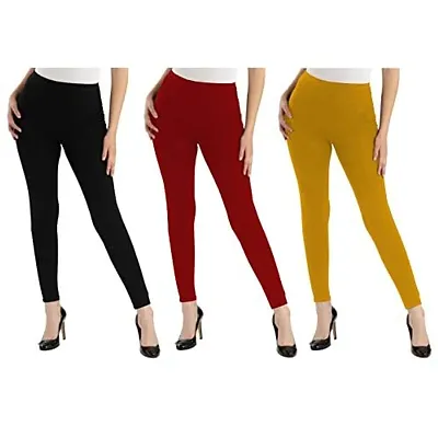 Oasis Home Collection Ultra Soft Stretchable Solid Color Cotton Ankle Fit Leggings