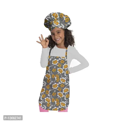 Oasis Home Collections Trendy Printed Unisex Kids Apron And Chef Cap - Pack of  1-thumb0