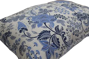 Oasis Home Collection 100 % Cotton Elegant Printed Bed Pillows Filled Polyester- Blue Print Flower - Pack of 2-thumb1