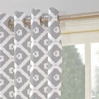 Oasis Home Collection Cotton Ikat Grommet Door Curtains with Tie Back (Grey, 4.5 X 9 Feet)-thumb2