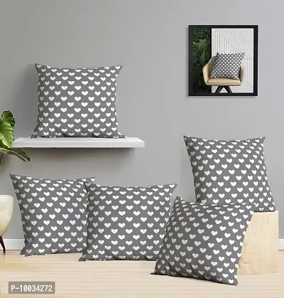 Oasis Home Collection Cotton Printed Cushion Cover(40X40 cm) - Pack of 5 (Grey)