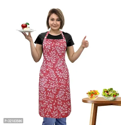 Oasis Home Collection Cotton Jacquard Free Size Apron with Big Center Pocket - Red Big Leaf (Pack of 1) Size 65 x 80 cm