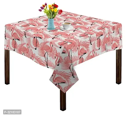 Trendy Cotton Print Table Cloth - Flamingo - 2 Seater ( Pack of 1)(Square, Pink) Size 40 in x 40 in-thumb0