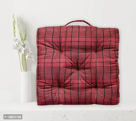 Oasis Home Collection Cotton Shell Filled with Natural Cotton YD Floor Cushion - Mini Red Check-thumb0