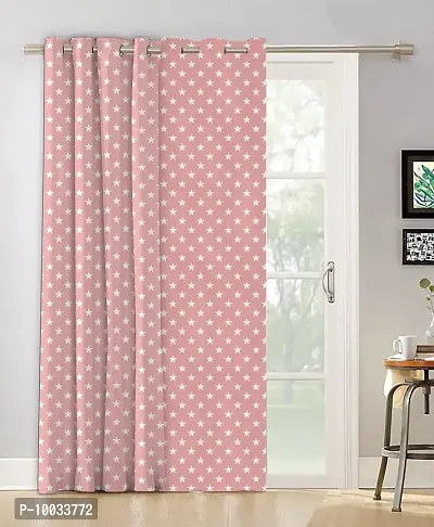 Oasis Home Collection Cotton Printed Window Eyelet Curtain (Pink Small Star, 4.5 X 5 ft)-thumb0