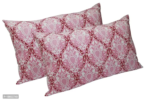 Oasis Home Collection 100 % Cotton Elegant Printed Bed Pillows Filled Polyester- Pink Print Abstract - Pack of 2-thumb0