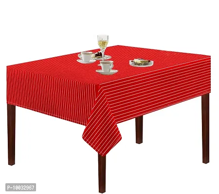 Oasis Home Collecton Cotton Print Table Cloth - Red Stripe - 8 Seater