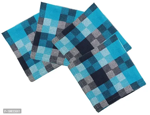 Oasis Home Collection Premium Qaulity Cotton Yarn Dyed Napkins - Blue Check Drill (Pack of 4)-thumb0
