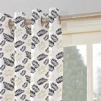 Oasis Home Collection 100% Cotton Printed Window 7 Feet Eyelet Curtain - Gold Print (Pack of 1)-thumb2