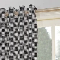 Oasis Home Collection 100% Cotton Printed Window 5 Feet Eyelet Curtain - Print Black Diamond (Pack of 1)-thumb2