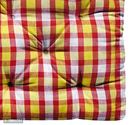 Oasis Home Collection Cotton Shell Filled with Natural Cotton YD Floor Cushion -Red & Yellow Check-thumb2