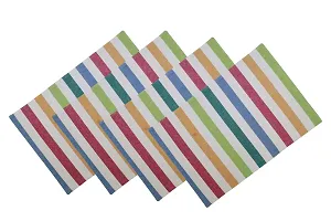 Oasis Home Collection Cotton Fused Mat -Multi Color Stripe - 4 Pcs Pack-thumb1