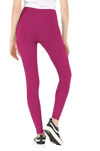 Oasis Home Collection Ultra Soft Stretchable Solid Color Cotton Ankle Fit Leggings Pink-thumb1