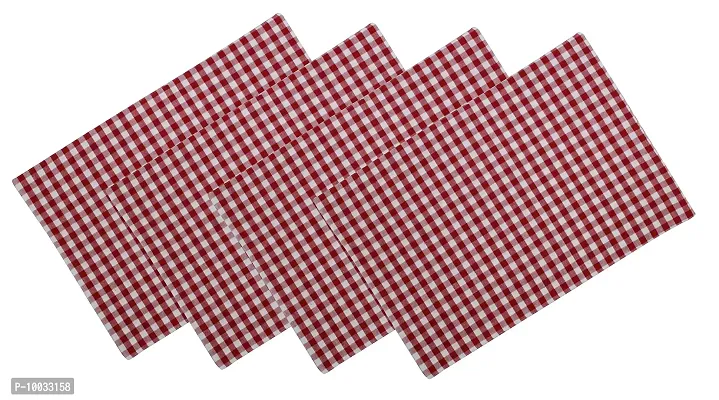 Oasis Home Collection Cotton Fused Mat - Red Gingham Check - 4 Pcs Pack