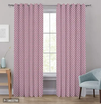 Oasis Home Cotton Printed 7 Ft Eyelet Door Curtain - SN Red Print