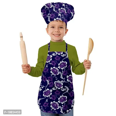 Oasis Home Collection Cotton Printed Unisex Kids Apron & Chef Cap -(1 Apron & 1 Chef Cap)-thumb2