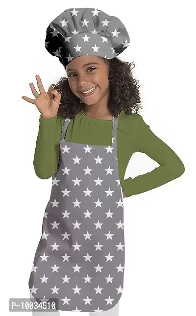 Oasis Home Collection Cotton Printed Unisex Kids Apron & Chef Cap - Pack of 1 (Combo 8)