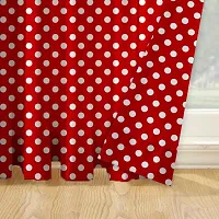 Oasis Home Collection 100% Cotton Printed Window 5 Feet Eyelet Curtain - Red Polka (Pack of 1)-thumb1