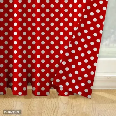 Oasis Home Collection 100% Cotton Printed Window 5 Feet Eyelet Curtain - Red Polka (Pack of 1)-thumb2