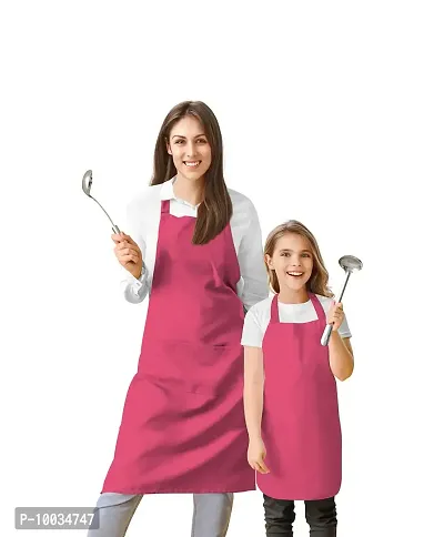 Oasis Home Collection Cotton Parent and Kids Apron Combo set (1- Apron for parent, 1 for Kid ) - Pack of 2 (Pink)-thumb0