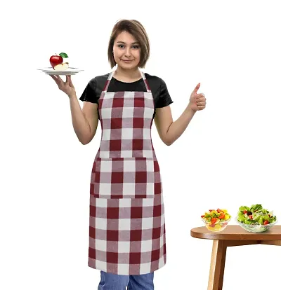 Oasis 100% Cotton Woven Big Checkerd Kitchen Aprons(Pack of 1)(Size:80 * 65 cm)